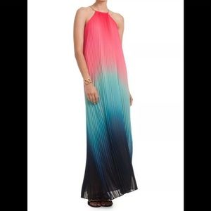 NWT Trina Turk Sunset Ombré Chiffon Maxi Dress Lrg
